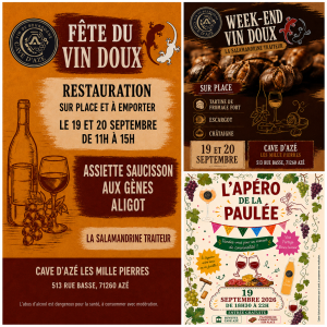 Vin doux, traiteur la salamandrine, apéro de la paulée cave aze